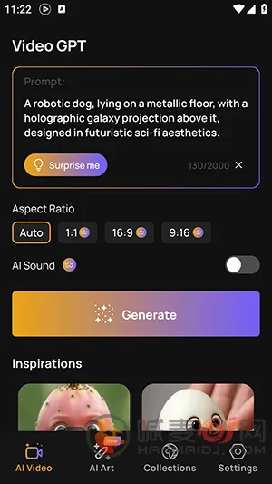 AI Video Generator��ҳ����ؼ���������Ƶ�����ͼ
